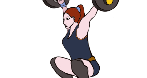 Women lifts weights